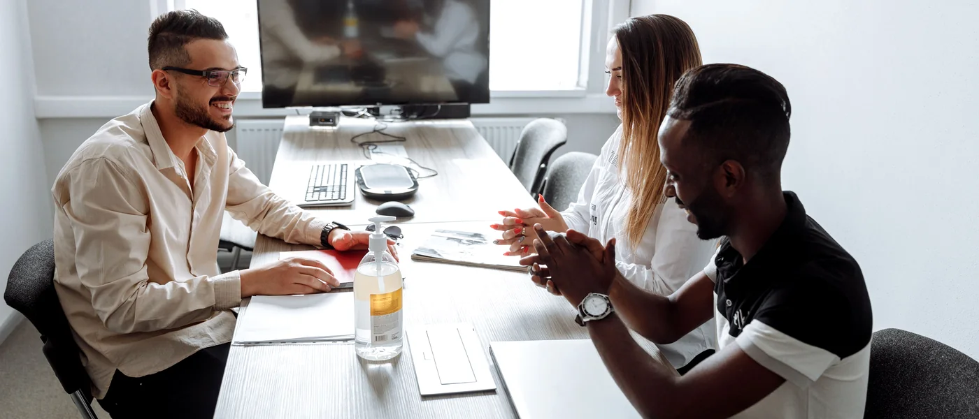 Professionals participating in a business meeting